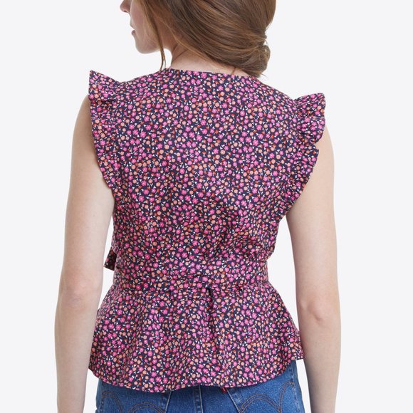 Draper James Sheryl Wrap Top in Ditsy Poppy - Picture 2 of 4